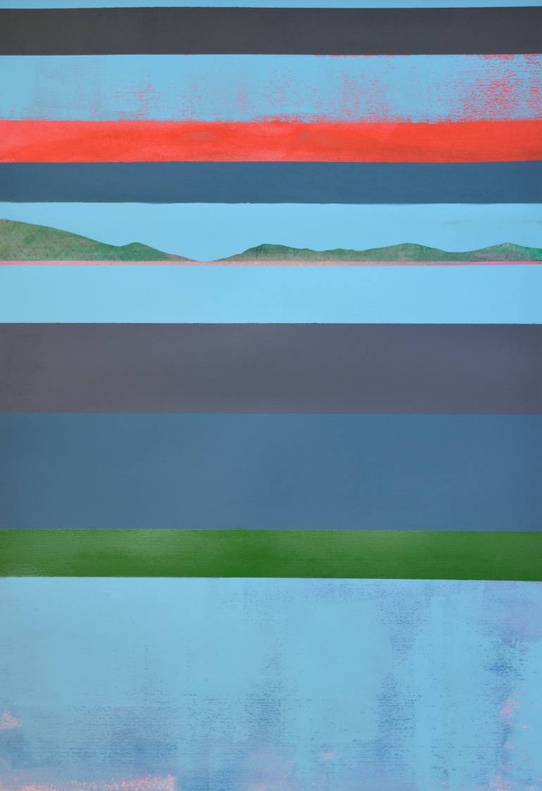 Original Landscape Painting by David Hubbard | Abstract Art on Paper | Sun Setting
