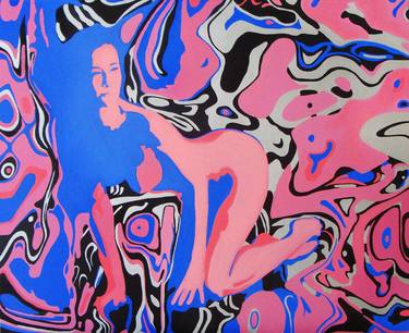 Original Abstract Erotic Painting by Maxime Palfray