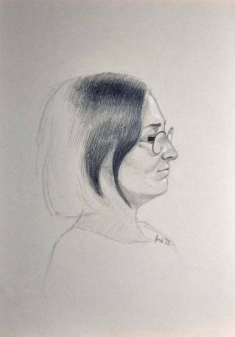 Woman with glasses Drawing by Arne Groh