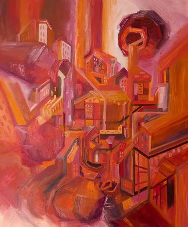 Original Abstract Architecture Paintings by Andry K
