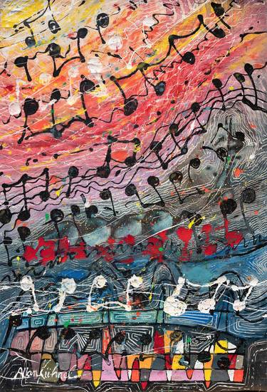 Original Art Deco Music Painting by Allan Kühnel