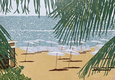 Original Illustration Beach Printmaking by Kirstie Dedman