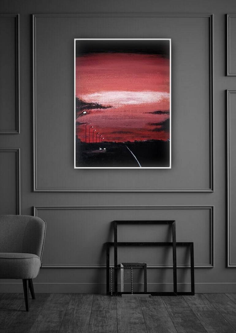 Original Abstract Expressionism Cities Painting by Almas Zehra