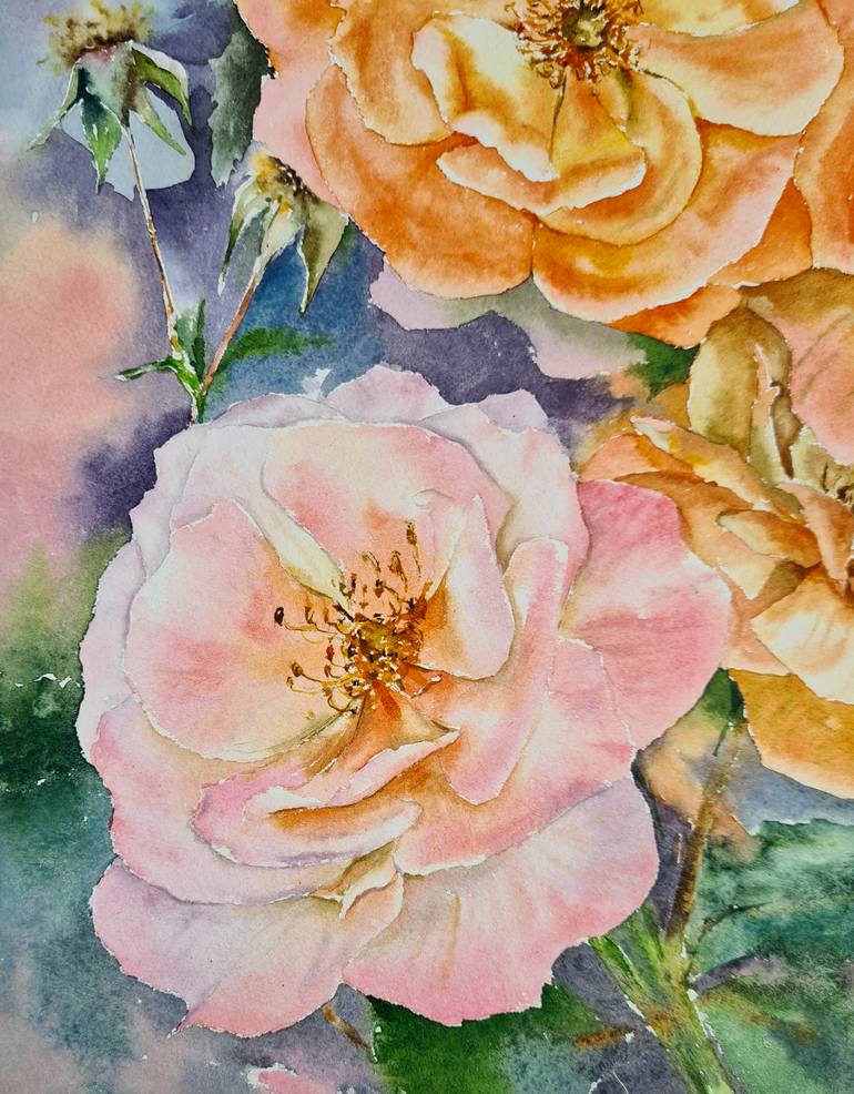 Original Impressionism Floral Drawing by Maryna Slizinova