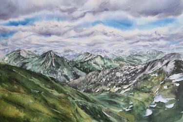 Mountain landscape - original watercolor painting thumb