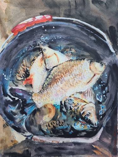 Print of Fish Drawings by Maryna Slizinova