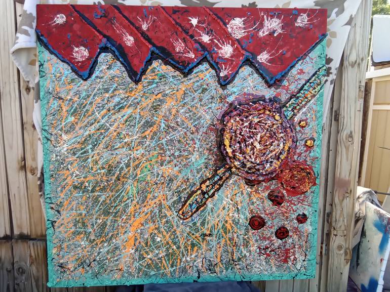 Original Abstract Expressionism Outer Space Painting by Mark Sondgeroth