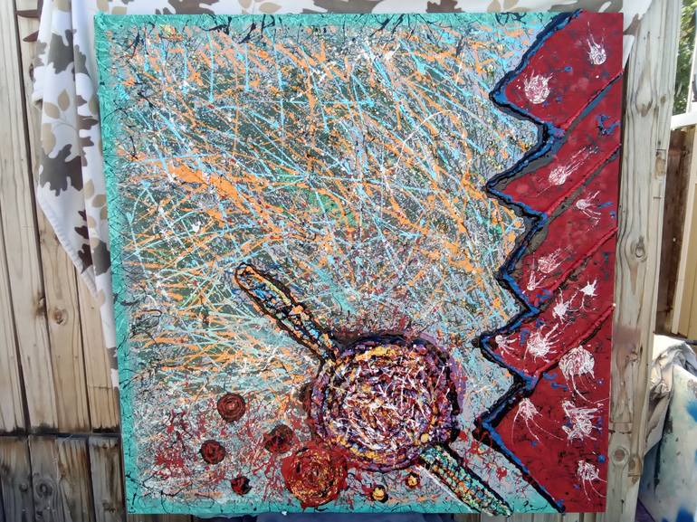 Original Abstract Expressionism Outer Space Painting by Mark Sondgeroth
