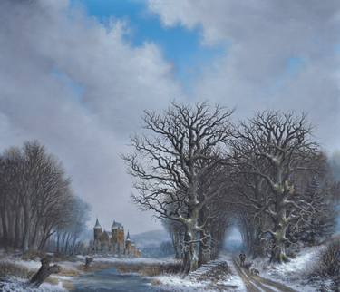 Nieuwenroij Castle Oudheusden in a winter landscape  thumb