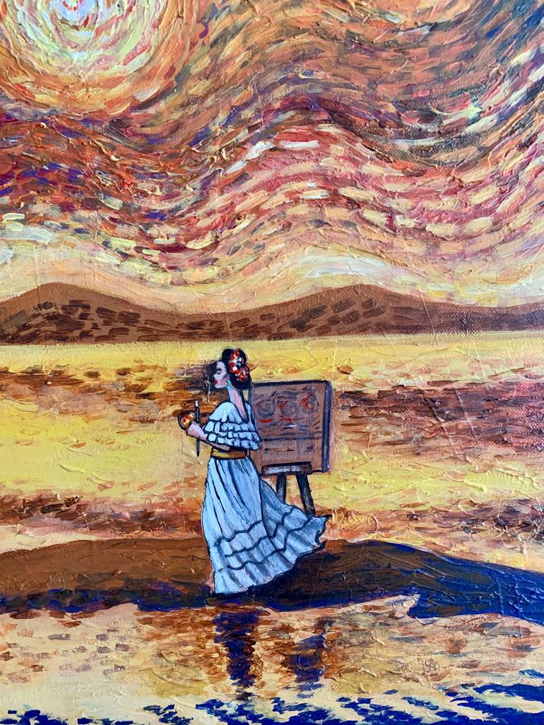 Original Expressionism Sunset Painting by Adi Rivas