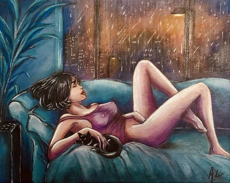 Original Illustration Erotic Painting by Pura Vida by RIVAS