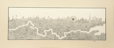 Original Modern Cities Drawings by Zuzu Sahillioglu