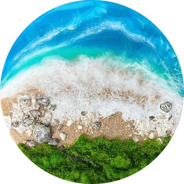 Epoxy resin and moss panel - Green bowl beach, Bali thumb