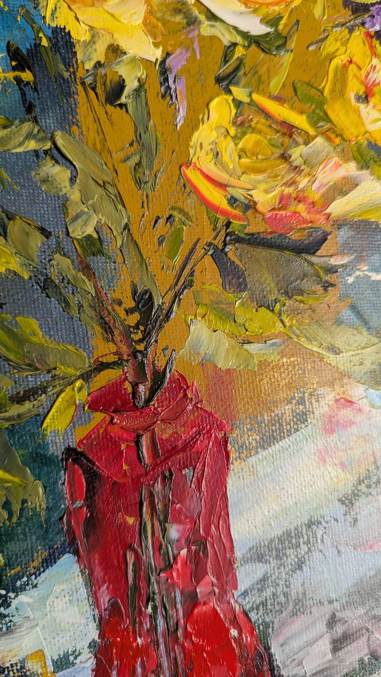 Original Art Deco Floral Painting by Ellen Frischbutter