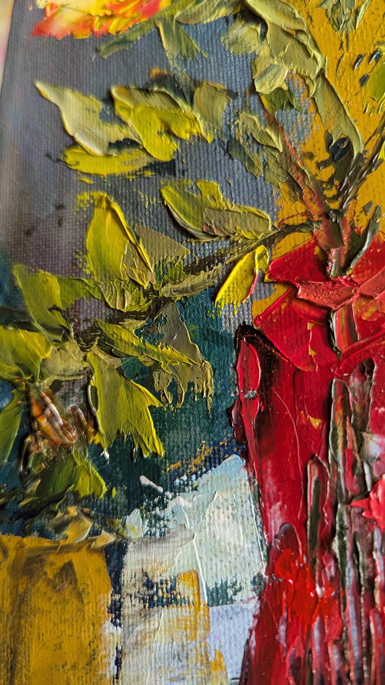 Original Art Deco Floral Painting by Ellen Frischbutter