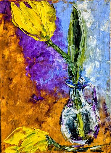 Yellow Tulip. Small Oil Painting thumb