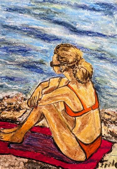 Original Conceptual Beach Paintings by Ellen Frischbutter