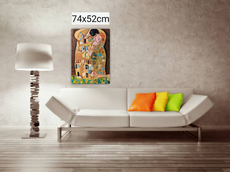 Original Art Deco Love Painting by Ellen Frischbutter