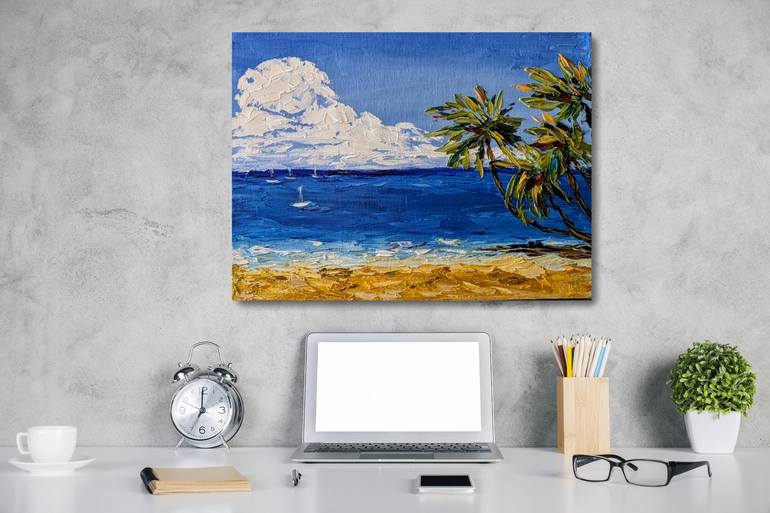 Original Expressionism Beach Painting by Ellen Frischbutter