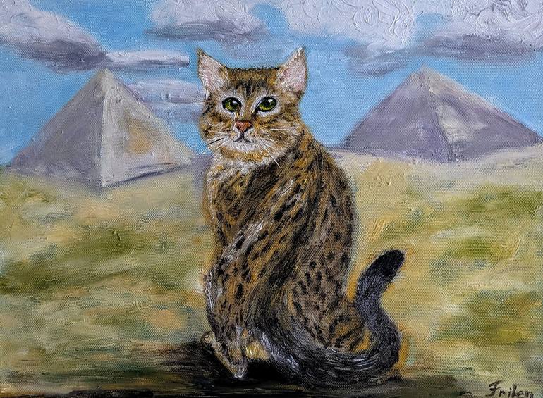 Original Animal Painting by Ellen Frischbutter | Photorealism Art on Canvas | The Guardian of Egypt