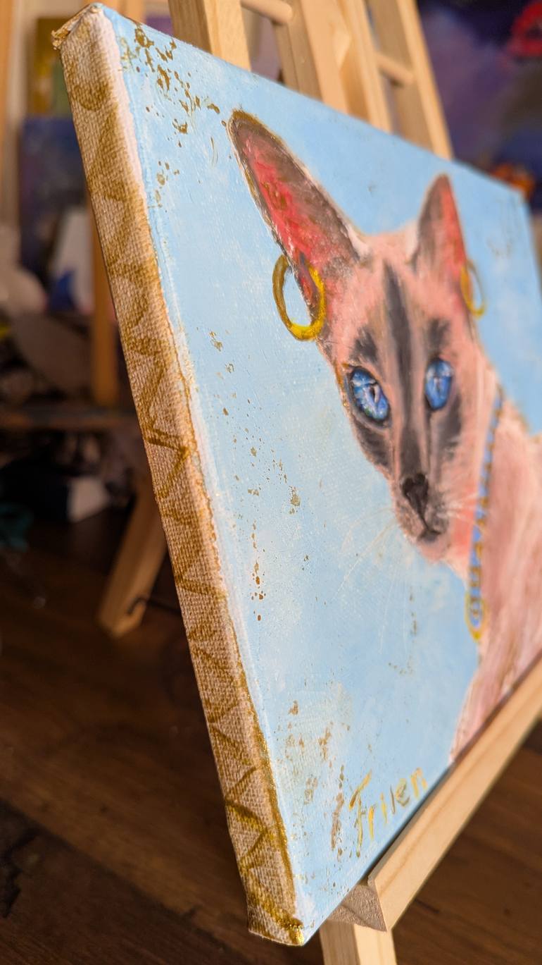 Original Symbolism Cats Painting by Ellen Frischbutter