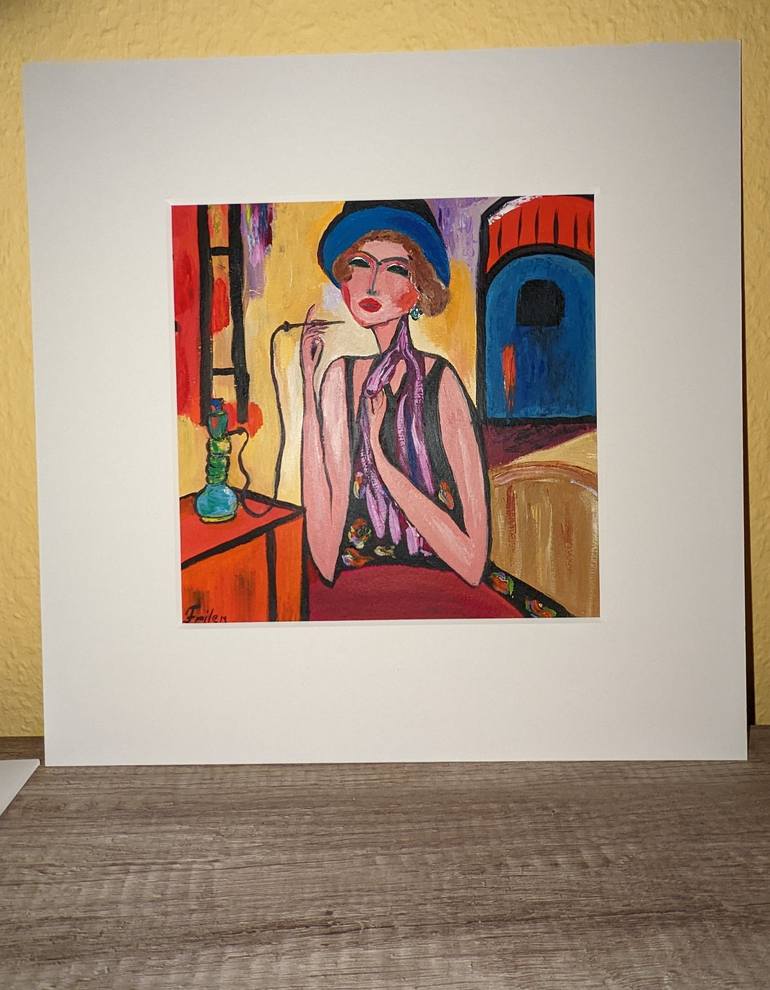 Original Art Deco Women Painting by Ellen Frischbutter