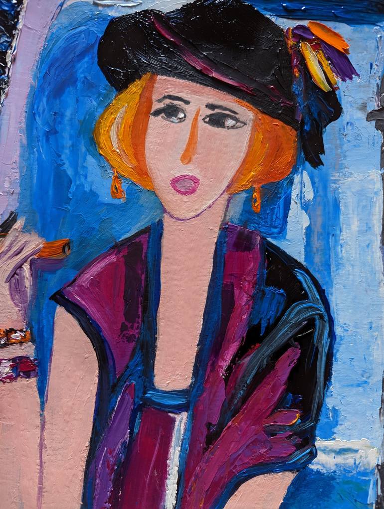 Original Art Deco Women Painting by Ellen Frischbutter