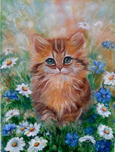 Print of Fine Art Cats Paintings by Elena Shchenina