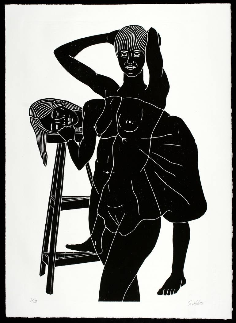 Original Figurative Women Printmaking by Sebastian Abbo