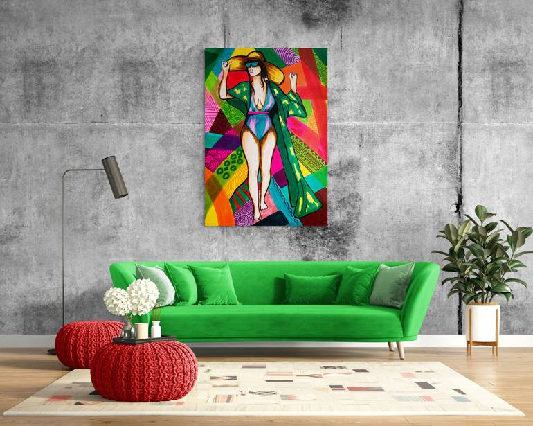 Original Illustration Beach Printmaking by Ep El