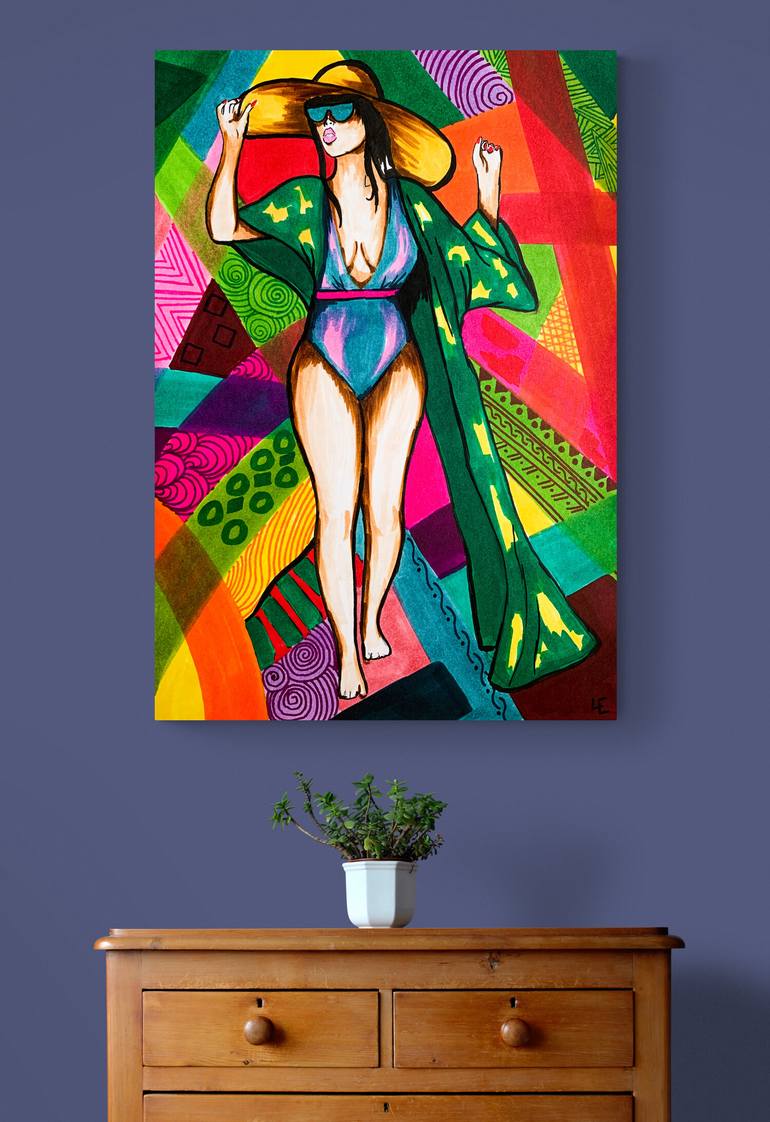 Original Illustration Beach Printmaking by Ep El