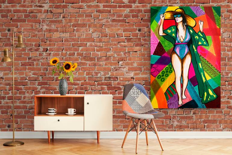 Original Illustration Beach Printmaking by Ep El