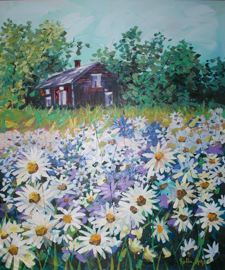 daisy field painting