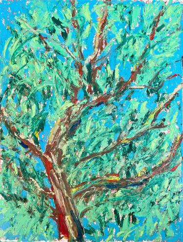 "Green tree" - original oil pastel drawing thumb