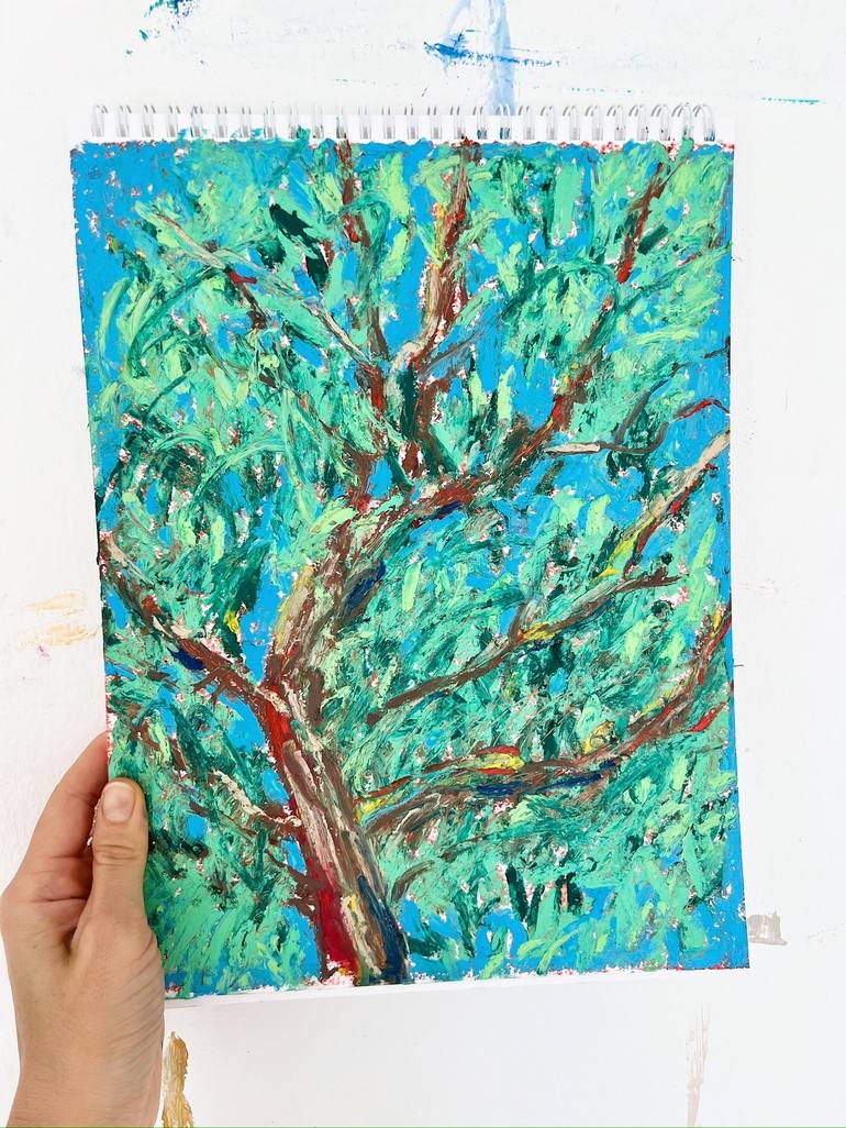 Original Impressionism Tree Drawing by Iryna Barsuk