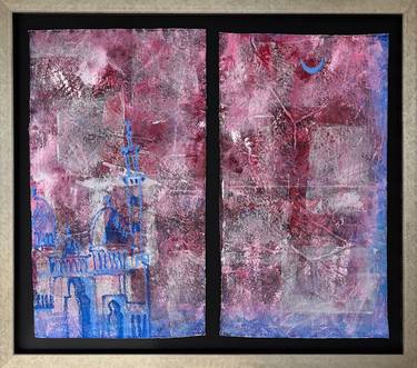 "The mosque" - original acrylic diptych painting framed thumb