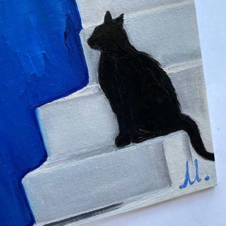 Original Minimalism Cats Painting by Mariia Kotiuzhynska