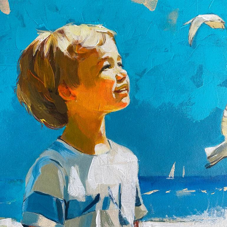 Original Figurative Children Painting by Mariia Kotiuzhynska