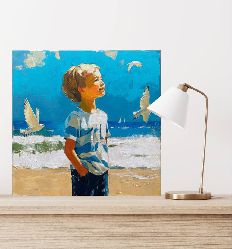 Original Figurative Children Painting by Mariia Kotiuzhynska