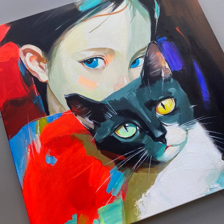 Original Impressionism Animal Painting by Mariia Kotiuzhynska