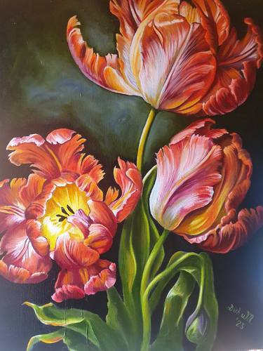 Original Floral Paintings by dirk van der meyden