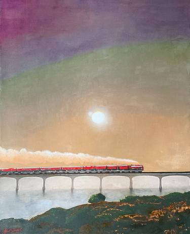 Original Fine Art Train Paintings by Ahmet Denker