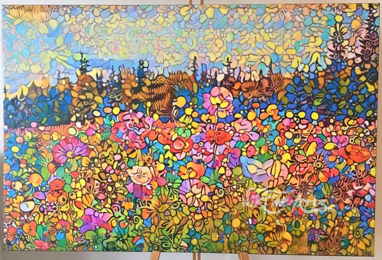 Original Impressionism Floral Painting by Nik Tod