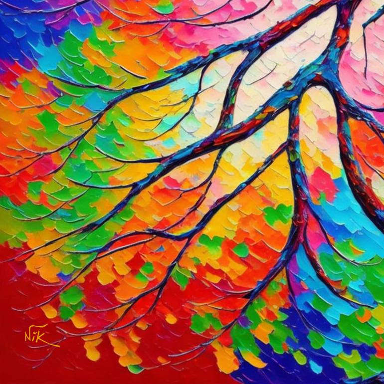 Original Art Deco Abstract Painting by Nik Tod