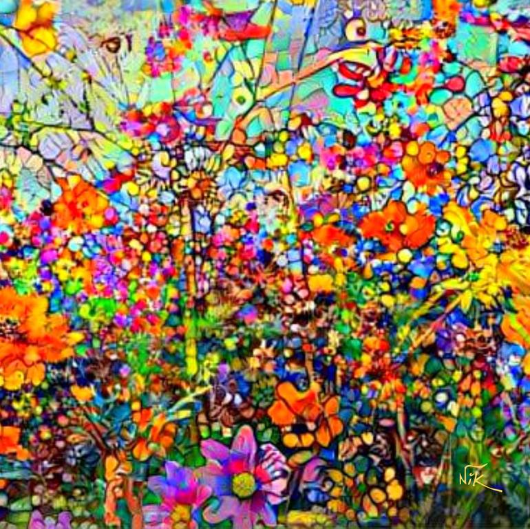 Original Contemporary Floral Painting by Nik Tod