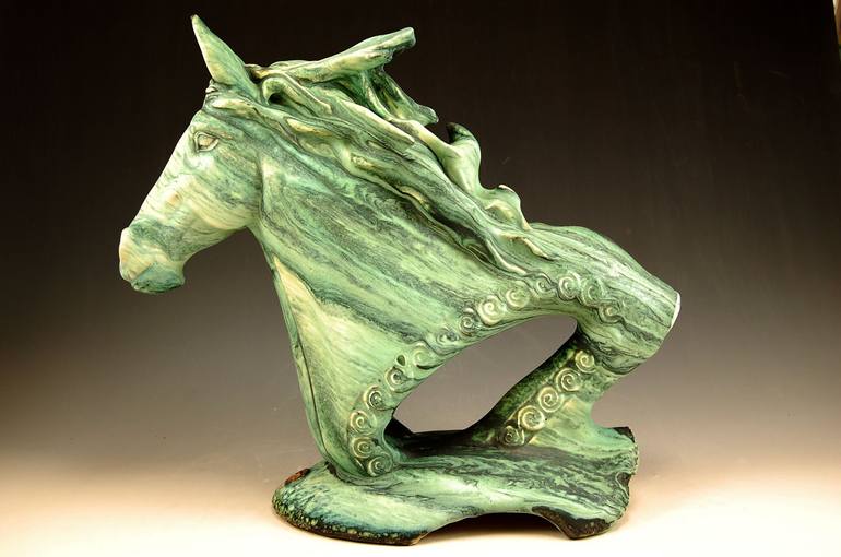 Original Art Nouveau Horse Sculpture by Daniel Slack