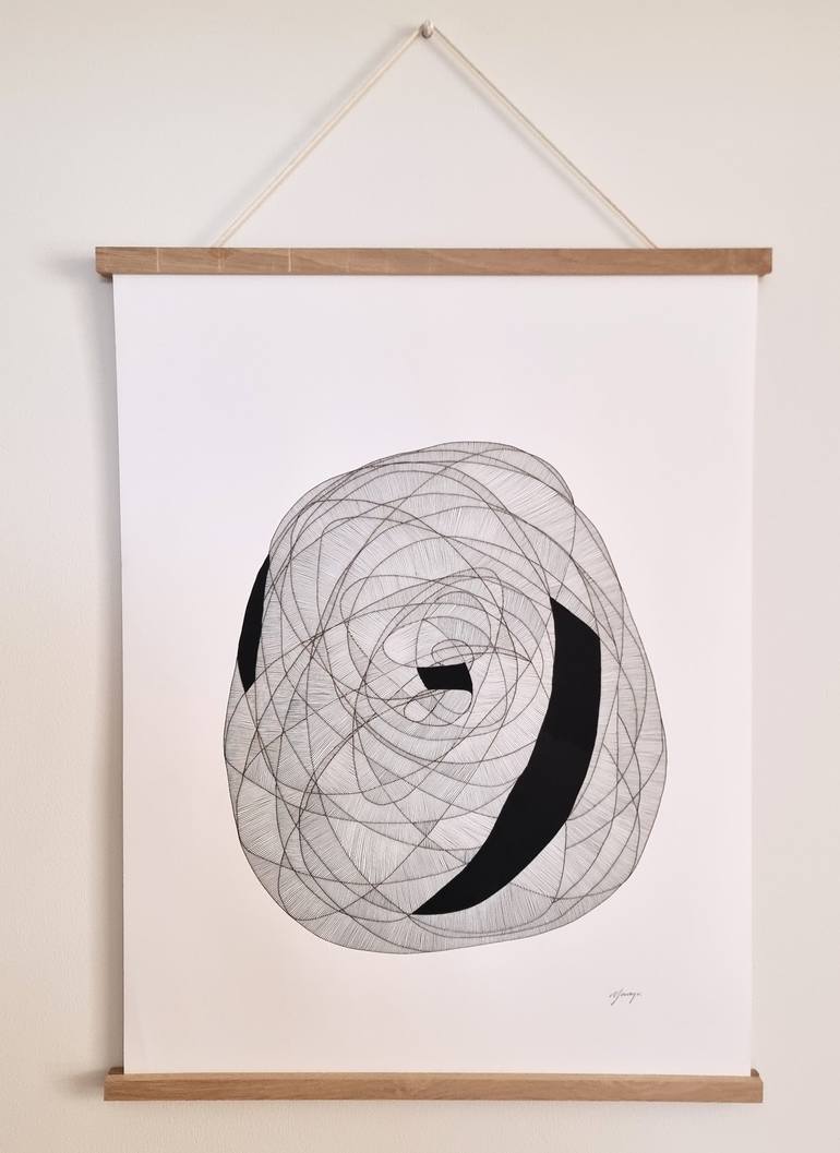 Original Black & White Abstract Drawing by Nicole Farago