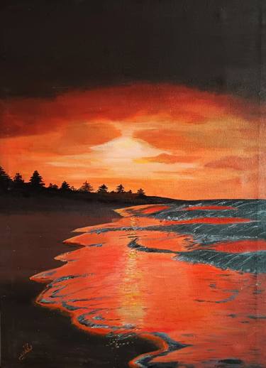 Print of Beach Paintings by Hufsa Tahseen