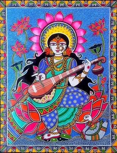 Madhubani Devi Saraswati thumb