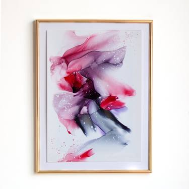 Pink Blush floral original alcohol ink on syntetic paper thumb